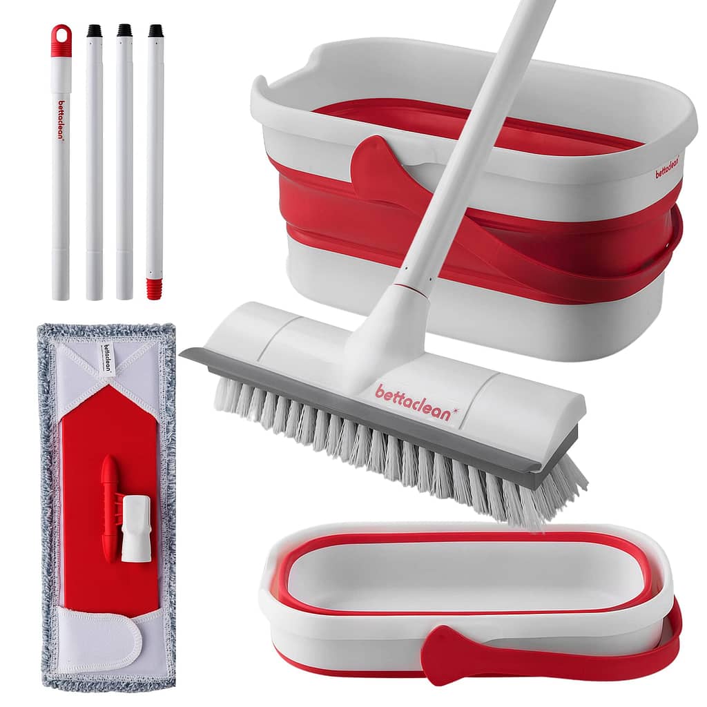 Foldable Mop Bucket Set with Heavy Duty Scrub Mop and Broom