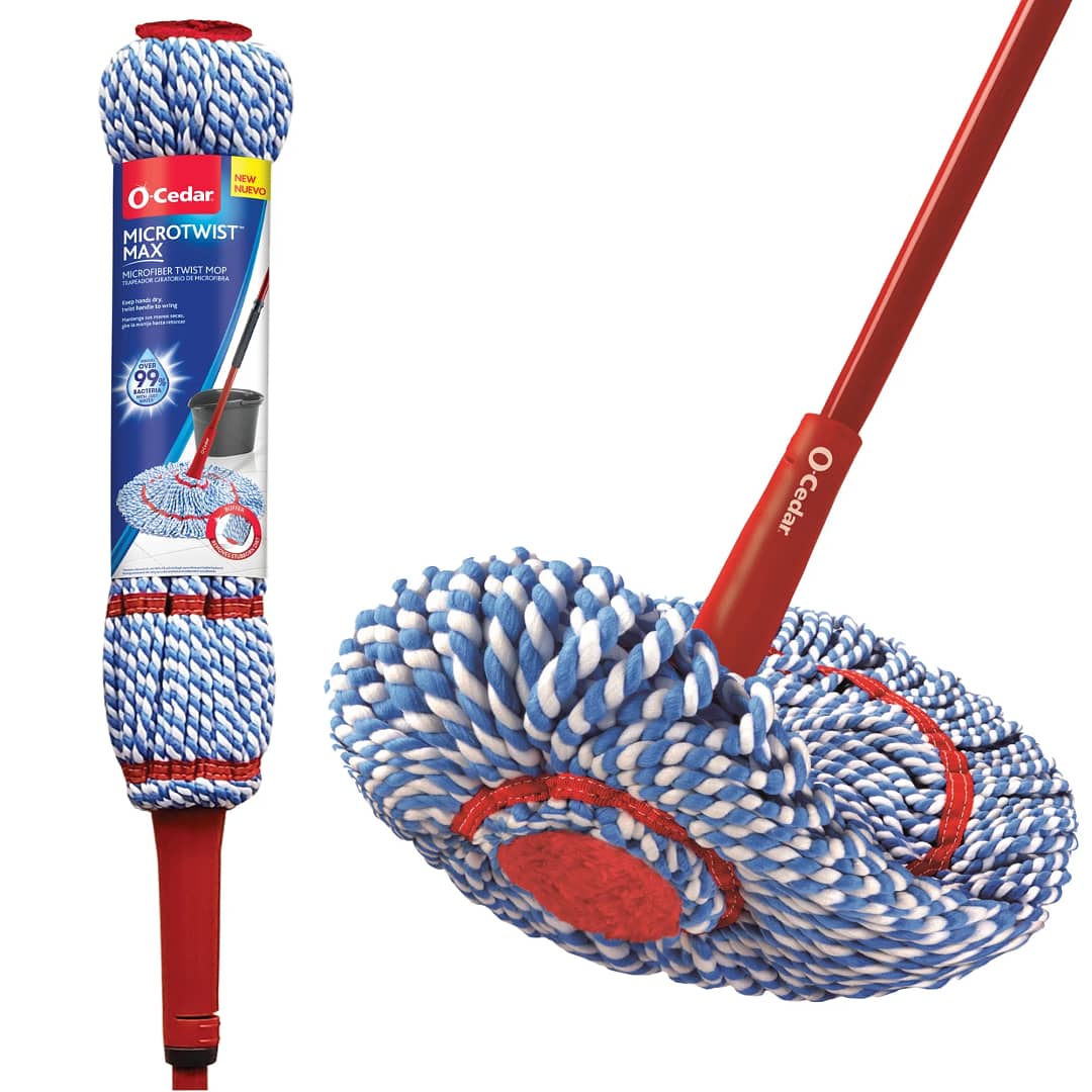 Easy Wringing Microfiber Mop with Extra Large Head - Perfect for Hardwood Floors (O-Cedar MicroTwist MAX)