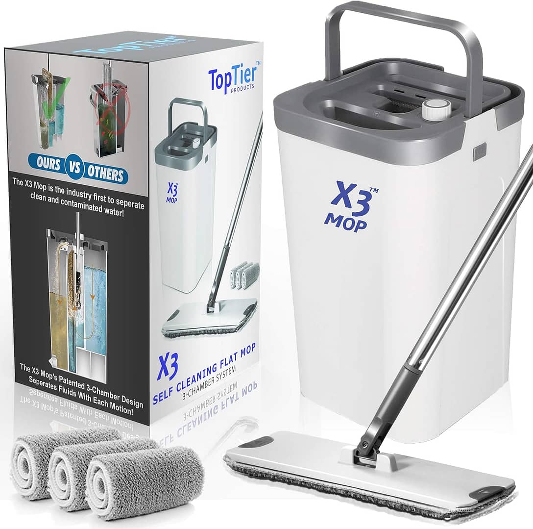 Eco-friendly mop and bucket with wringer set for effortless home cleaning. Perfect for hardwood floors, tile, and laminate.