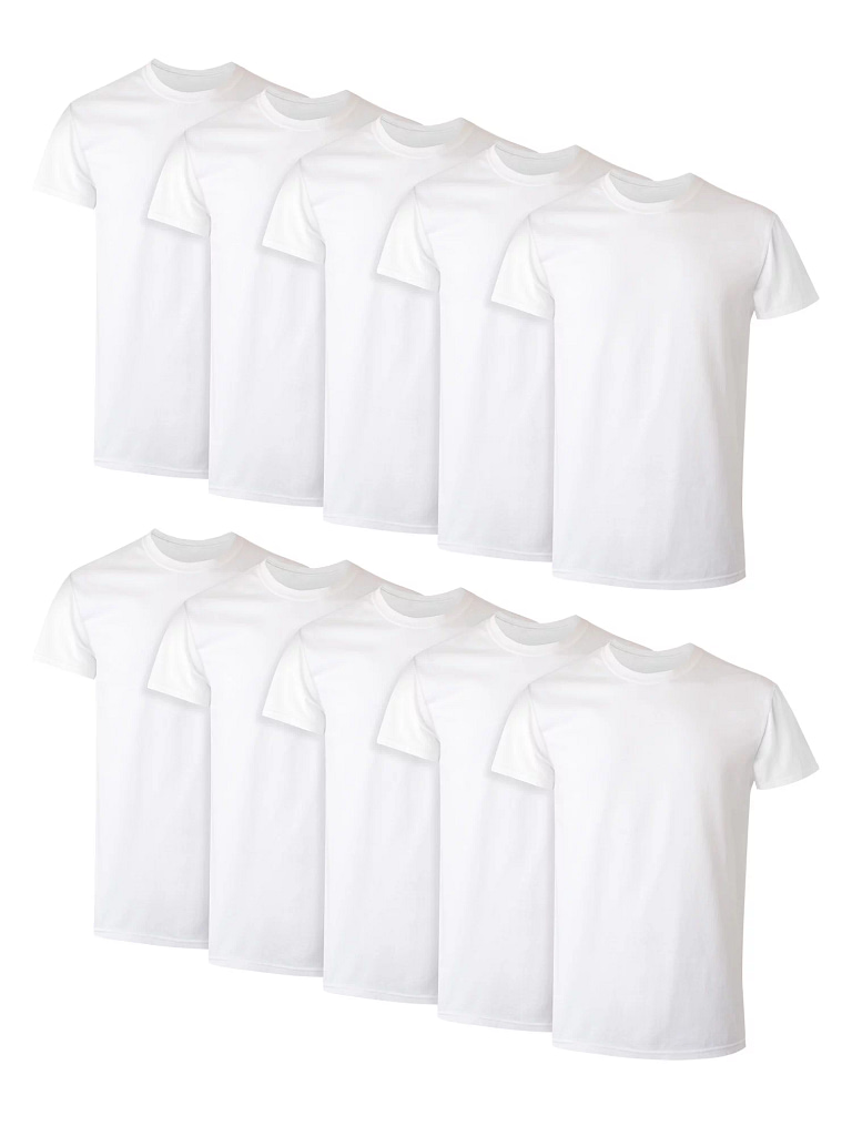 Hanes Men's Super Value Pack White Crew T-Shirt Undershirts - 10-Pack