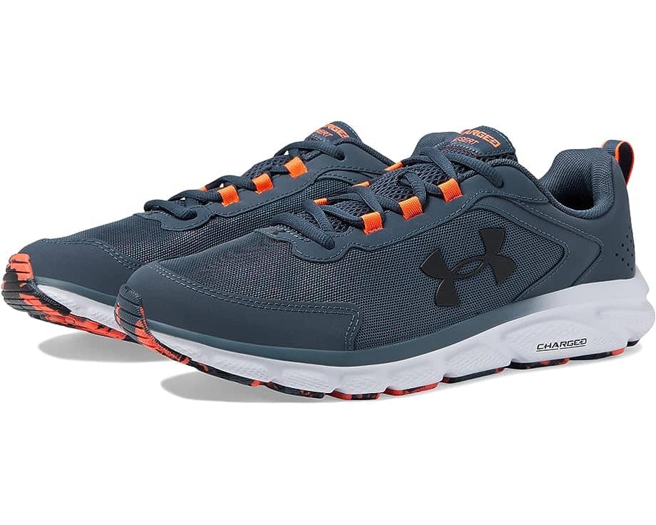 Under Armour Charged Assert 9 shoe midsole with Charged Cushioning® technology for responsive impact absorption and energy return, ideal for long-distance running.
