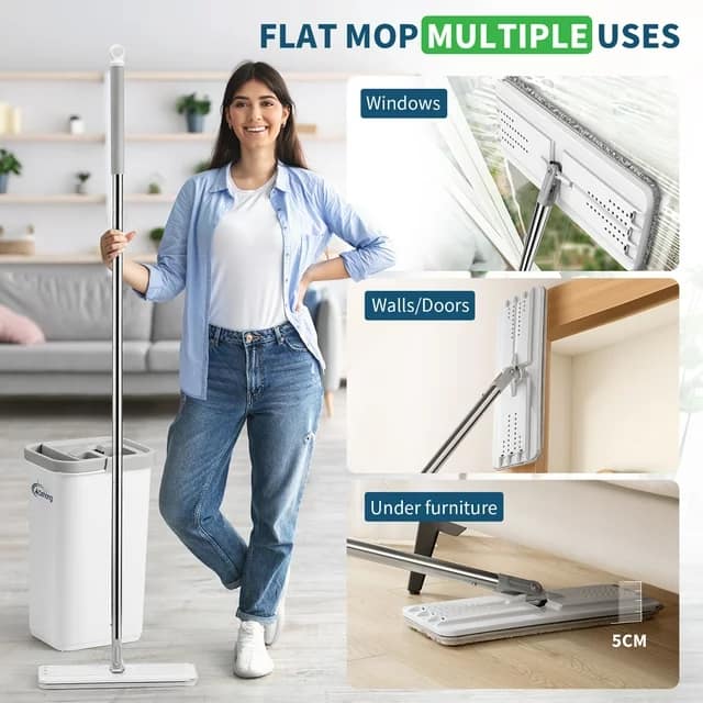 Oshang Flat Floor Mop and Bucket Set: Effortless Cleaning for Your Home
