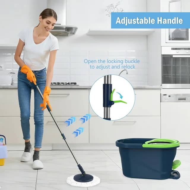 SUGARDAY Spin Mop and Bucket with Wringer Set for Floors Cleaning: Heavy Duty System Makes Cleaning a Breeze